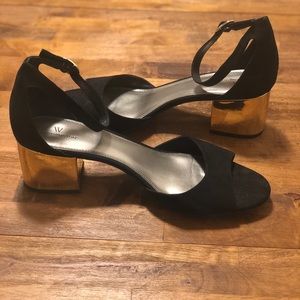 gold block heels size 11